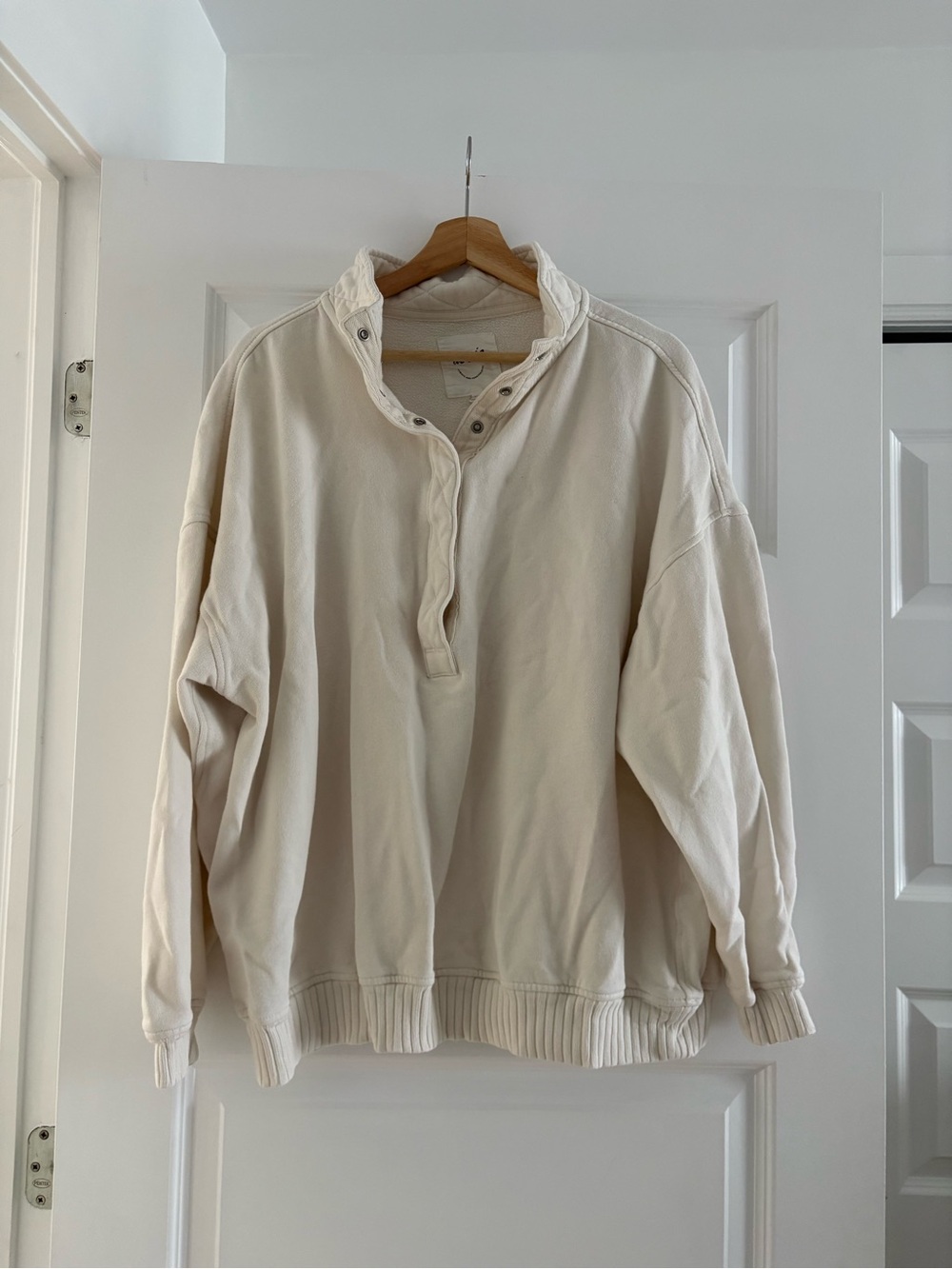 aerie Men's Cream Zip-Front Pullover Sweater